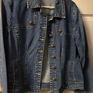 Dressbarn Blue Denim Jacket with Brass Buttons
